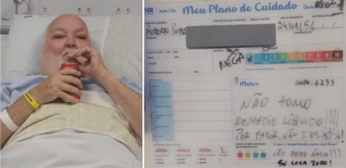 Baiano internado deixa aviso de que não bebe água há 50 anos, só refrigerante: 'por favor, não insista'