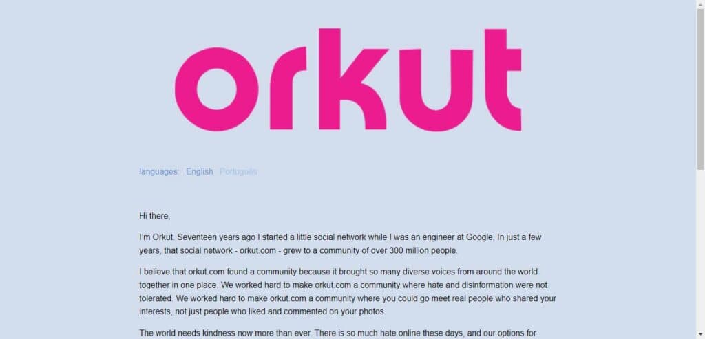 Fundador do Orkut reativa site 8 anos após o fim e anima internautas, construindo algo novo