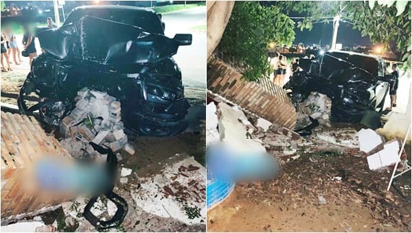 Mulher com caminhonete colide contra muro e atinge dois veículos no Clube Rio das Pedras