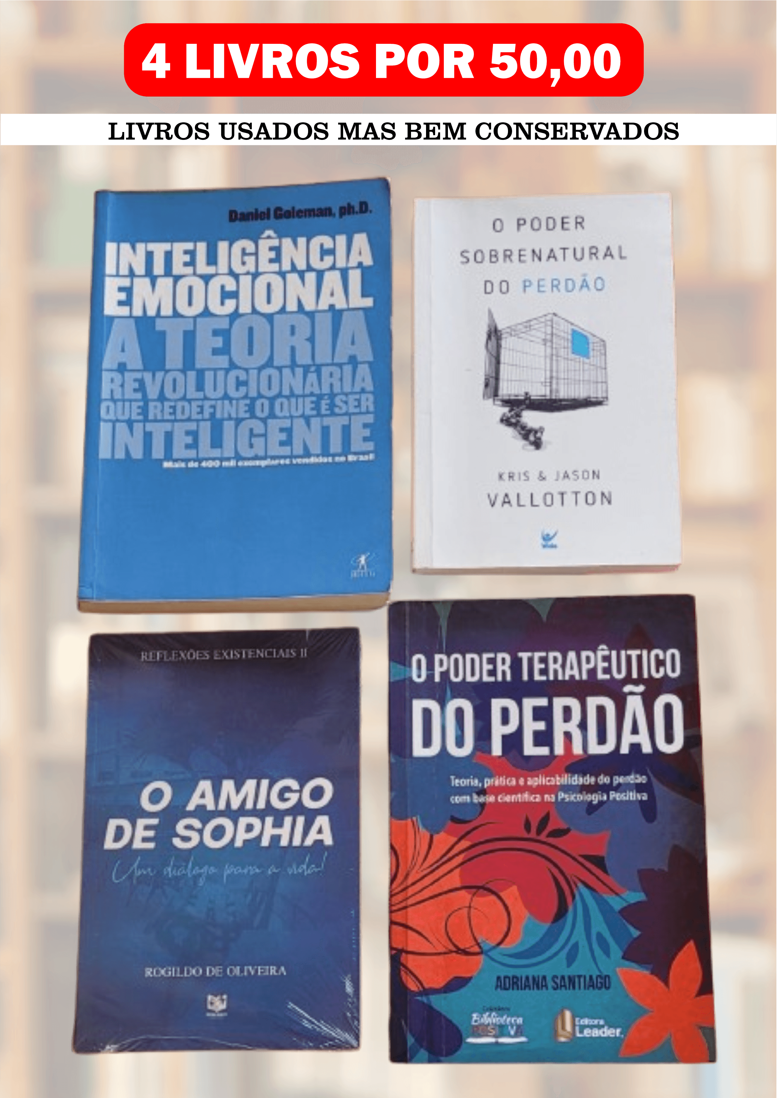 VENDE-SE:  4 LIVROS USADOS EM ÓTIMO ESTADO POR R$ 50,00