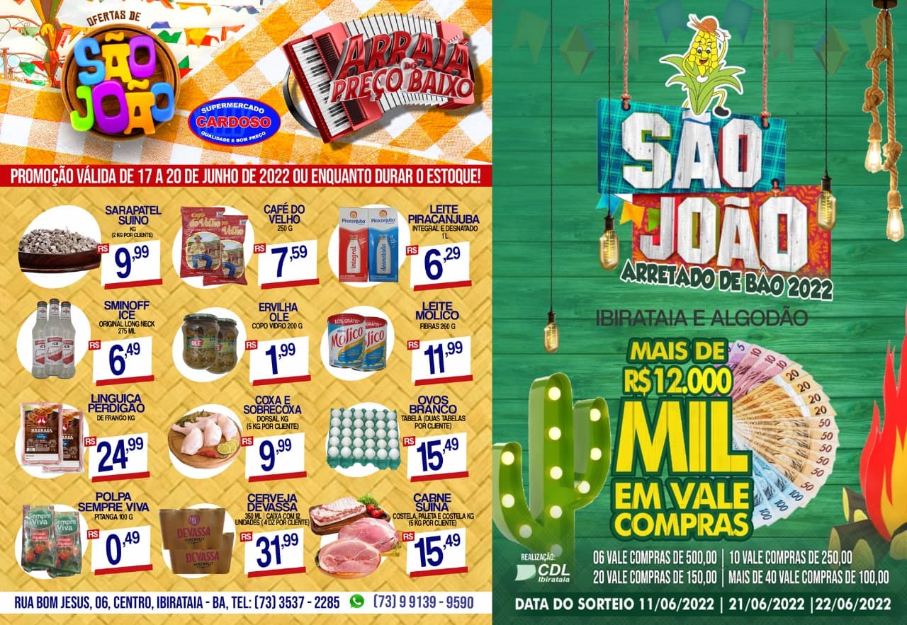 ARRAIÁ DO PREÇO BAIXO É NO SUPERMERCADO CARDOSO! | Promoção Válida de 17 a 20 de junho de 2022