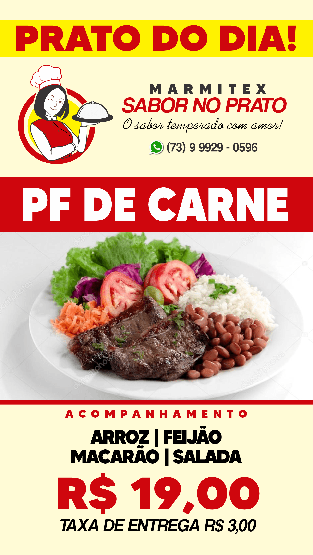 Cardápio desta sexta-feira, 12, da Marmitex Sabor no Prato
