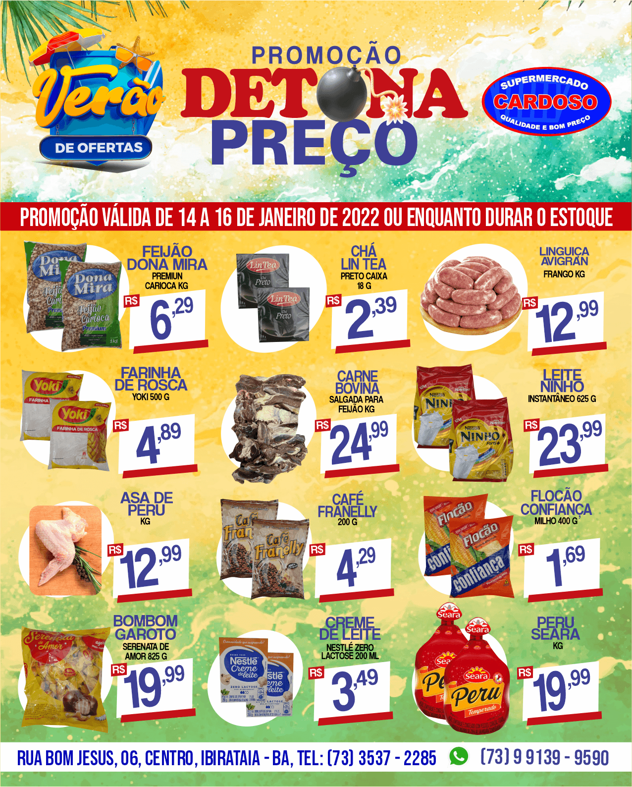 Detona Preço no Supermercado Cardoso | Válida de 14 a 16 de janeiro de 2022.