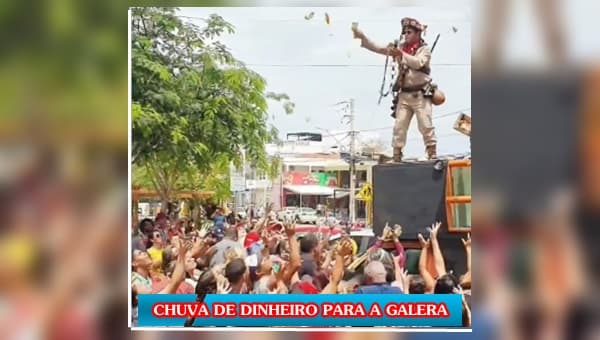 IRECÊ: Empresário manda jogar cédulas de dinheiro para marcar inauguração de farmácia, VÍDEO