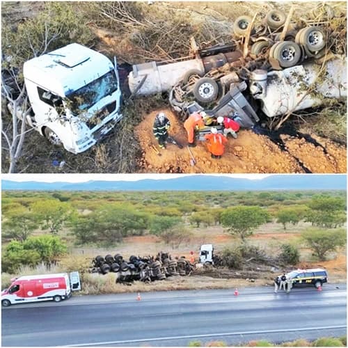 Carretas-tanque colidem na BR-242 e mobilizam equipes de resgate