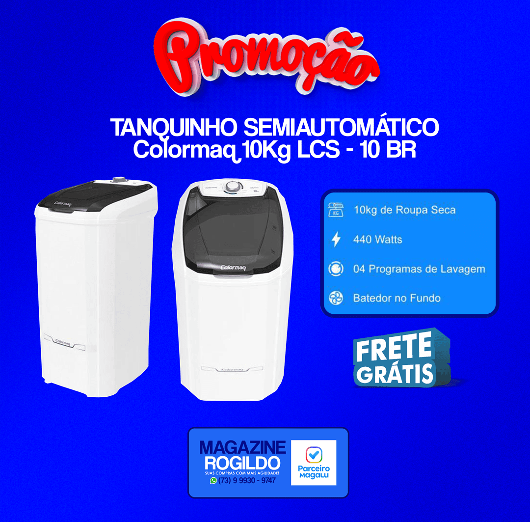 TANQUINHO SEMIAUTOMÁTICO COLORMAQ 10KG - LCS 10 BR - PROMOÇÃO