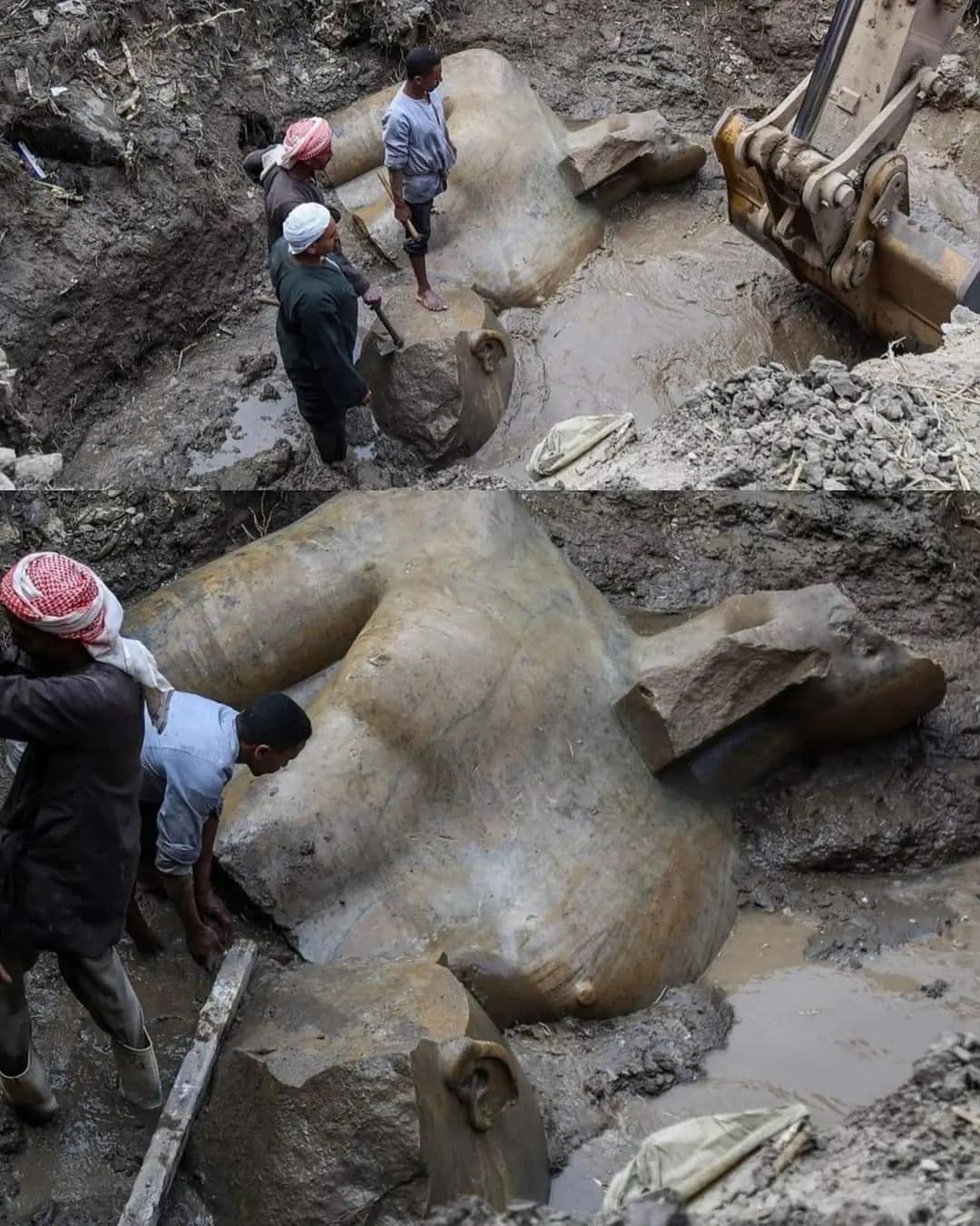 Estátua colossal do faraó Psamético I, da XXVI dinastia, descoberta há alguns anos