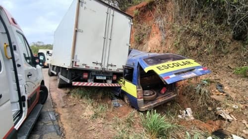 Acidente em Caetité: caminhão colide com van escolar e deixa duas pessoas feridas