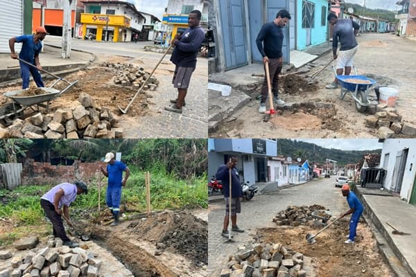 Ibirataia: Prefeitura realiza manutenção de calçamento e rede de esgoto nos bairros