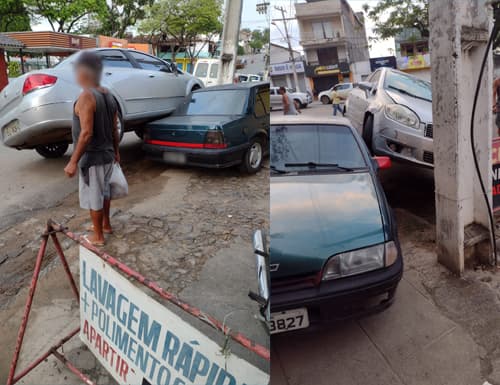 Carro colide em veículo estacionado na Praça do Cinquentenário em Ipiaú