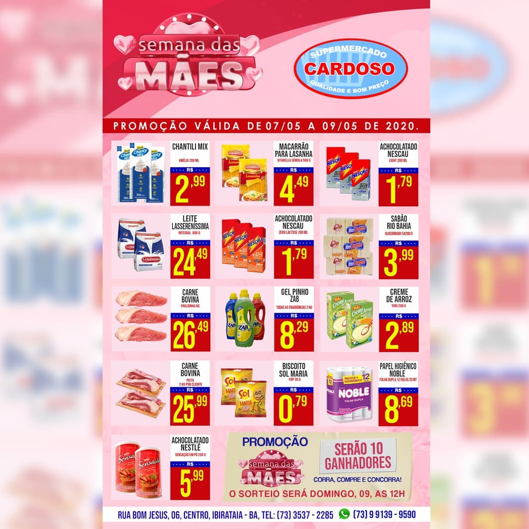 Promoção do Dia das Mães no Supermercado Cardoso
