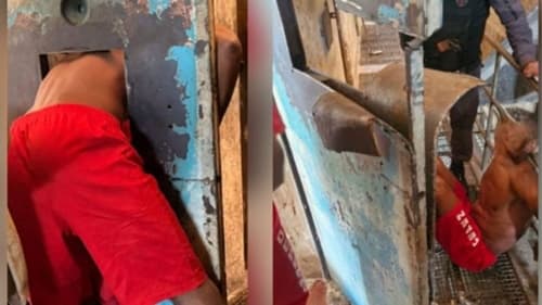 Detento fica preso em porta de cela ao tentar pegar objeto em presídio de MG