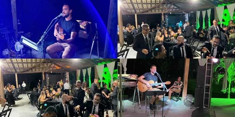 Cantor Fagner Leite se apresenta em show acústico voz e violão durante celebração maçônica em Ibirataia