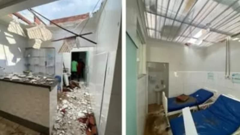 Temporal provoca desabamento de parte do teto do único hospital de Jussiape na Chapada Diamantina