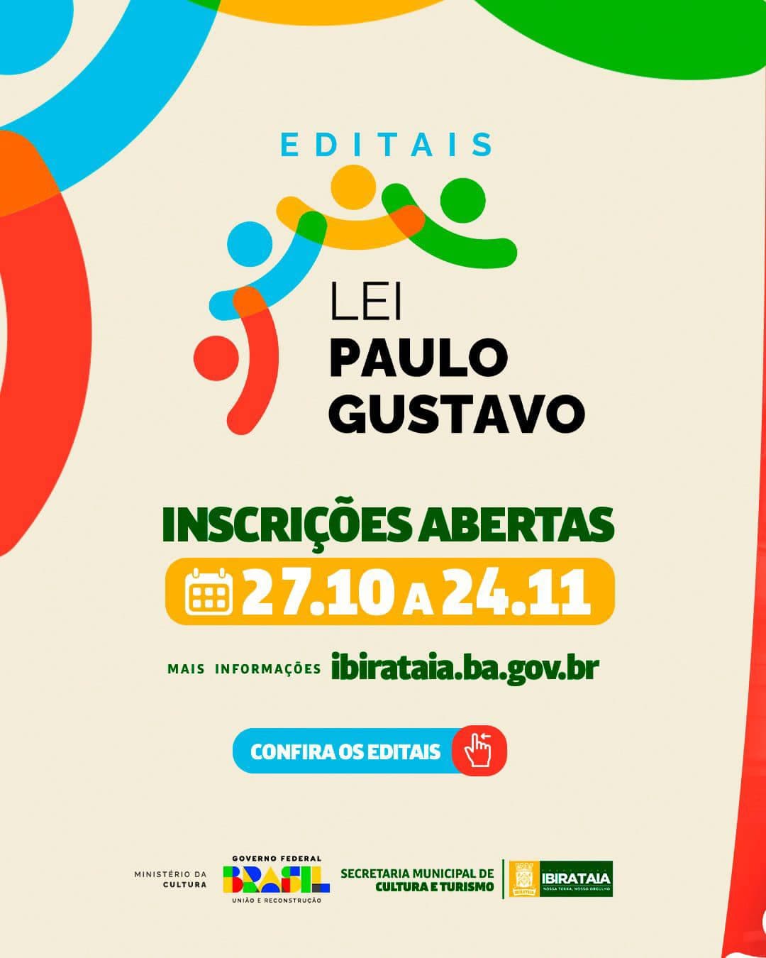 Prefeitura de Ibirataia anuncia editais com recursos da Lei Paulo Gustavo