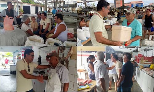 Ibirataia; Pré-candidato a prefeito Sandro Futuca dialoga com o povo na feira livre do município.