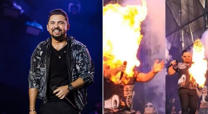 Xand Avião tem rosto atingido por fogo durante show; assista