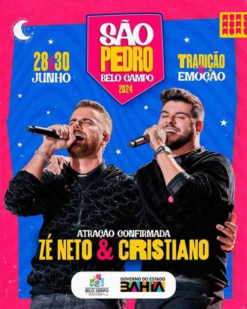 Zé Neto e Cristiano são confirmados no São Pedro de Belo Campo