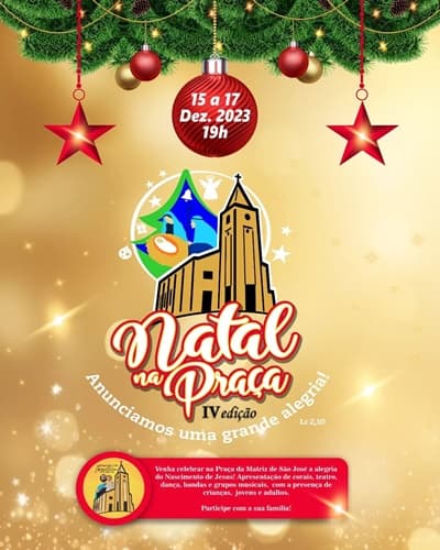 Ibirataia: Igreja de São José convida para Celebração Natalina na Praça da Matriz