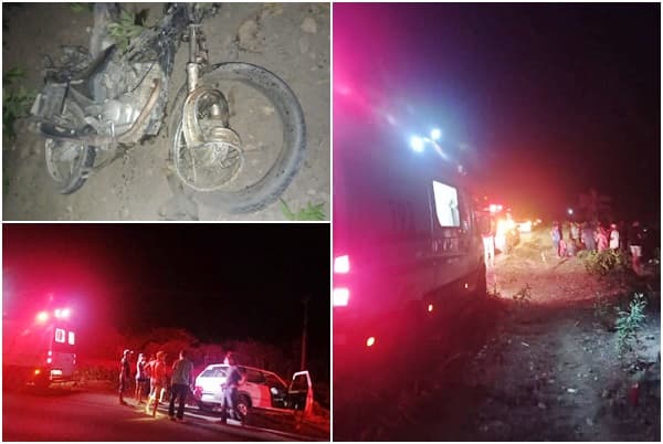 Acidente entre carro e moto deixa um morto e 3 feridos