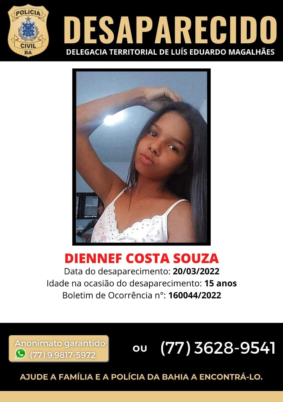 Garota está desaparecida há 3 dias e familiares pedem apoio para encontrá-la