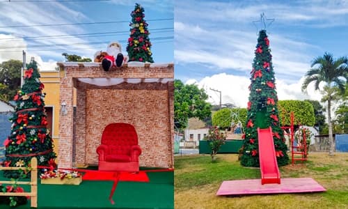 Ibirataia: Decoração com Papai Noel, ursos e luzes abrem o Natal Encantado no Distrito de Algodão neste sábado