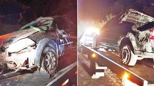 Idoso fica ferido após capotamento de veículo na BR-030