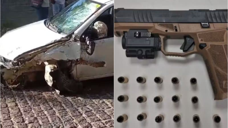 Casal é preso por porte ilegal de arma após acidente de trânsito em Feira de Santana