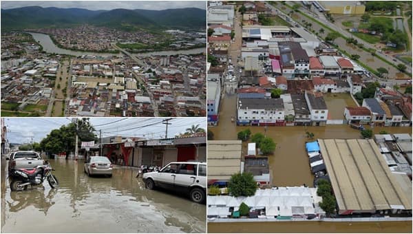 VÍDEO: Rio transborda com fortes chuvas e parte da cidade de Jequié fica debaixo d’água
