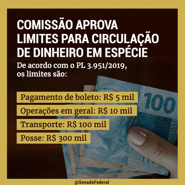 Comissão do Senado aprova limites para circulação de dinheiro em espécie