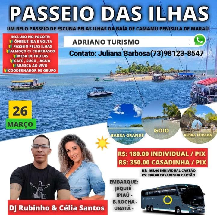 Turismo: Passeio das ilhas - Lancha ou escuna, você escolher!