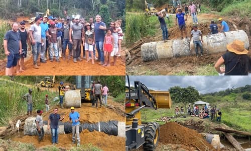 Ibirataia: Vice-Prefeito Juca Muniz faz Mutirão com Moradores para Construção de Ponte na Região da Vista Alegre