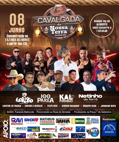 Ibirataia: 2ª Edição da Cavalgada Nossa Terra promete agitar o dia 8 de Junho com música e tradição