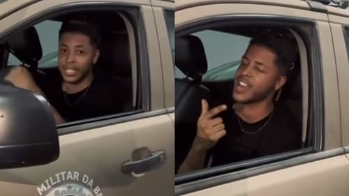 Cantor baiano causa polêmica ao gravar vídeo dentro de viatura da PM