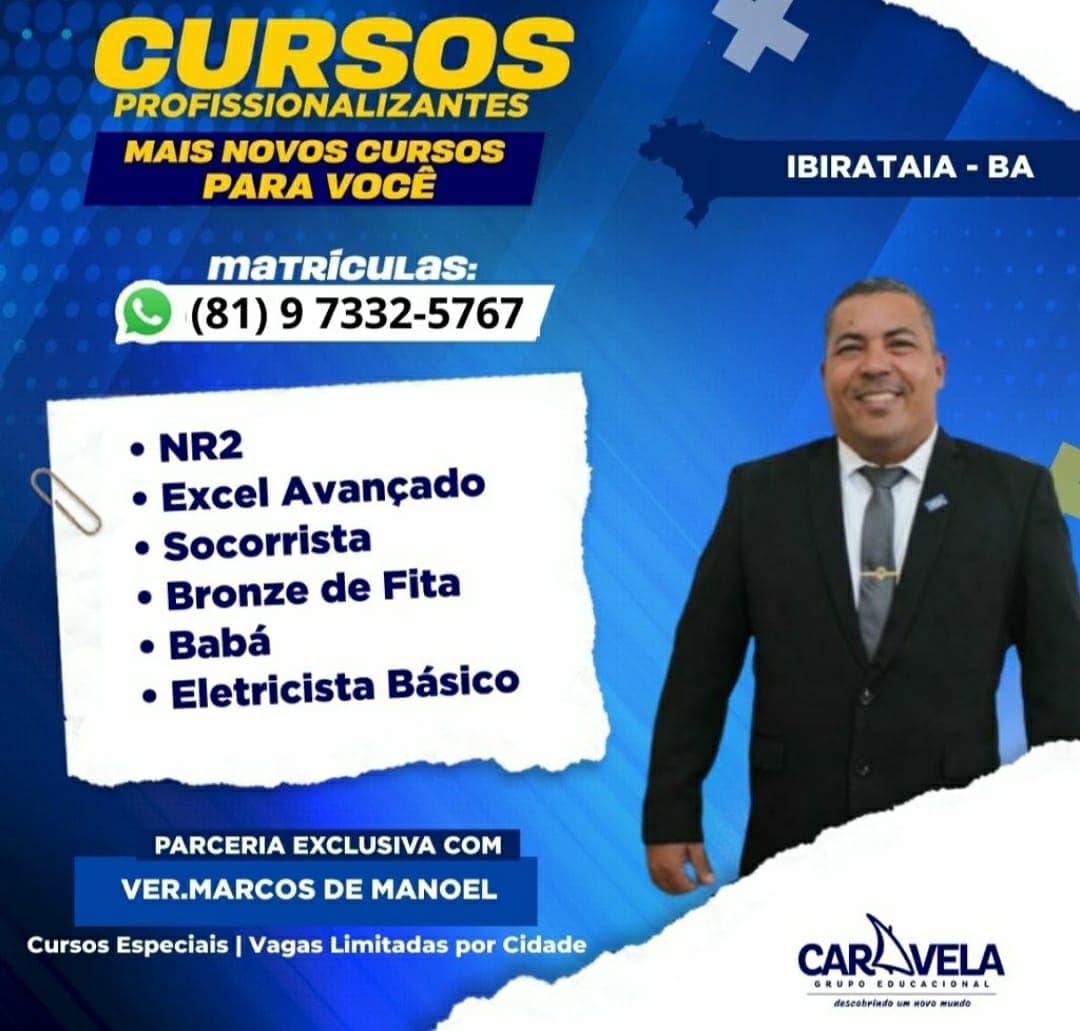 Marcos de Manoel em parceria com a Caravela traz Cursos Profissionalizantes para Ibirataia