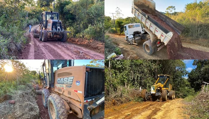 Prefeitura de Ibirataia faz patrolamento e encascalhamento na região da Santa Rita e Rio Vermelho; assista o vídeo