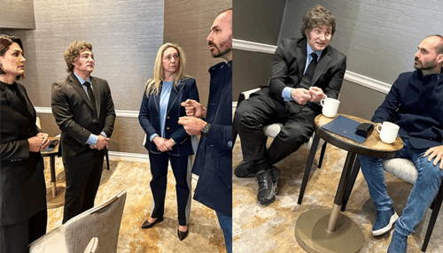 Eduardo Bolsonaro elogia encontro com Javier Milei e Karina Milei nos EUA