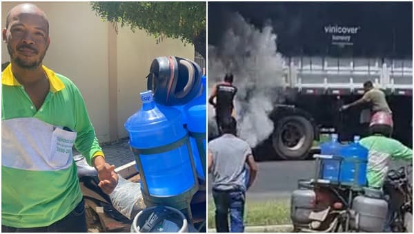“Foi coisa de Deus”, afirma entregador que cedeu galões de água para ajudar a controlar incêndio em carreta