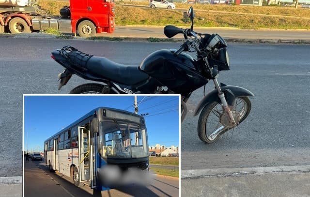 Acidente entre ônibus coletivo e moto deixa uma pessoa ferida