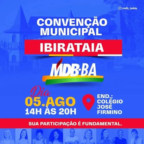 Ibirataia: A convenção do MDB acontecerá nesta segunda, 05, a partir das 14h
