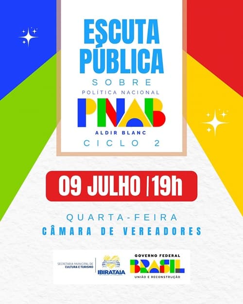 Ibirataia: Prefeitura realiza Escuta Pública sobre a Política Nacional Aldir Blanc – Ciclo 2