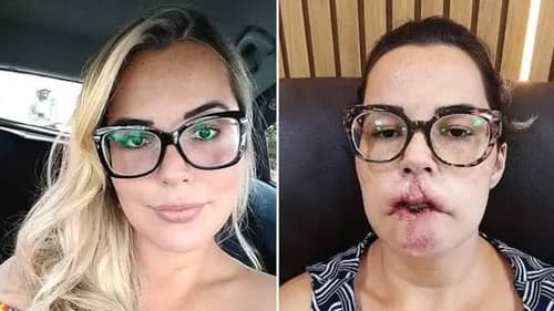 Após perder lábio em procedimento, influencer exibe reconstrução e celebra resultado