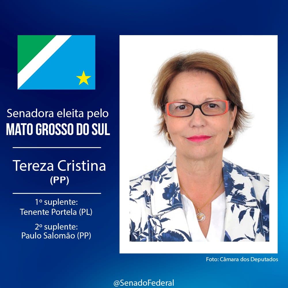 Eleita senadora pelo Mato Grosso do Sul, Tereza Cristina Correa da Costa Dias