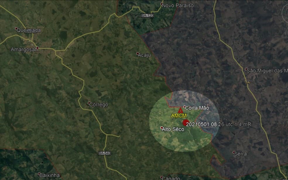 Tremor de terra é registrado na cidade de Amargosa