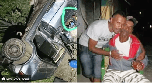 Pai e filho morrem em acidente após carro em que estavam capotar