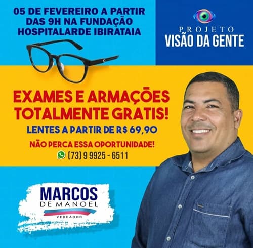 Vereador Marcos de Manoel promove iniciativa de Saúde Visual em Ibirataia
