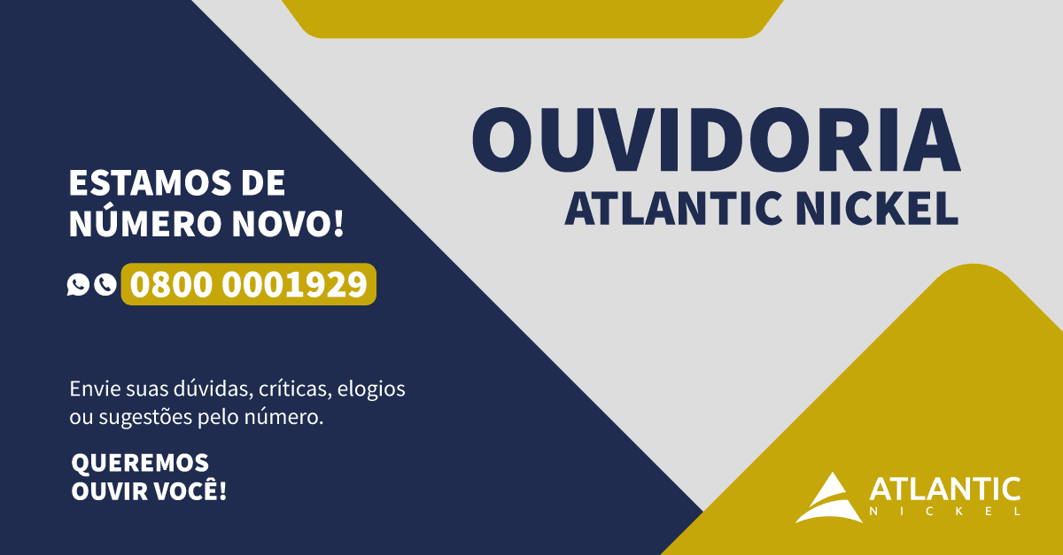 Atlantic Nickel lança nova Ouvidoria com telefone 0800 para atendimentos ao público externo