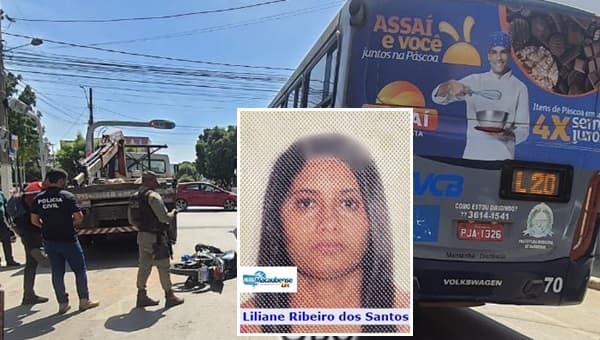 Garota tenta passar com moto entre caminhão e ônibus, cai e tem cabeça esmagada na Bahia