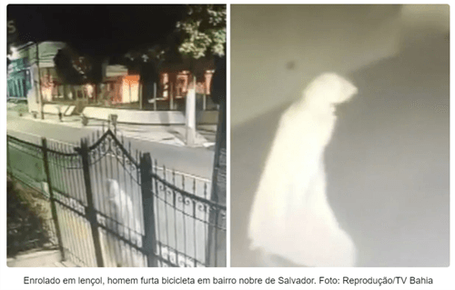 Enrolado em lençol, homem furta bicicleta em bairro nobre de Salvador