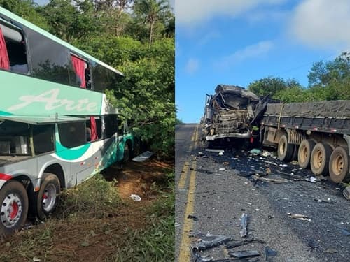 Acidente envolvendo carreta e ônibus deixa um morto e vários feridos na BA